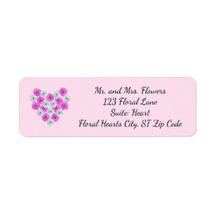 Pink and White Floral Heart Address Labels