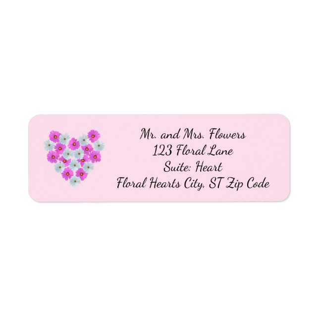 Pink and White Floral Heart Address Labels (Front)