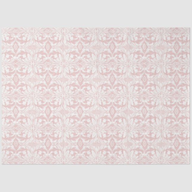 Pink and White Floral Pattern Christmas Tissue Paper (Front)