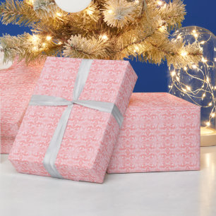 Pink and White Floral Pattern Christmas Wrapping Paper