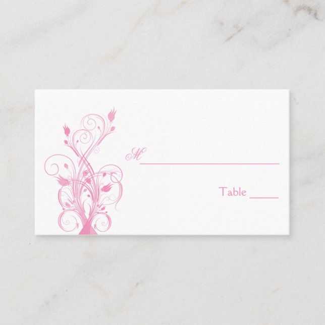 Pink and White Floral Placecards (Front)