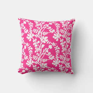 Pink And White Floral Repeating Pattern Cushion