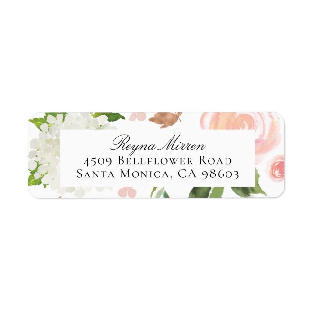 Pink and White Floral Return Address Label (Front)