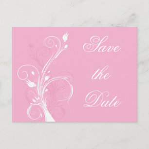 Pink and White Floral Save the Date Postcard