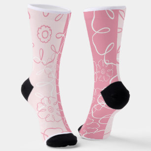 Pink and White Floral Socks