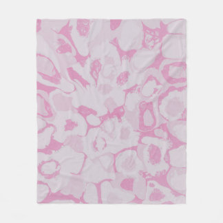Pink and white floral textile fleece blanket