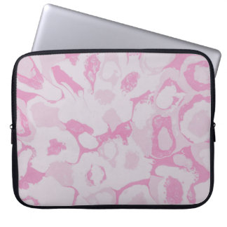 Pink and white floral textile laptop sleeve