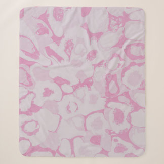 Pink and white floral textile sherpa blanket
