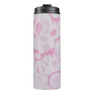 PINK AND WHITE FLORAL TEXTILE THERMAL TUMBLER