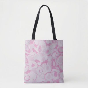 PINK AND WHITE FLORAL TEXTILE TOTE BAG