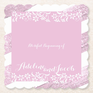 Pink and white floral wedding coaster