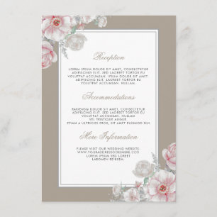 Pink and White Floral Wedding Information Guest Enclosure Card