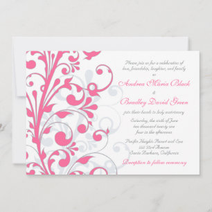 Pink and White Floral Wedding Invitation