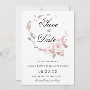 Pink and White Floral Wedding Save The Date
