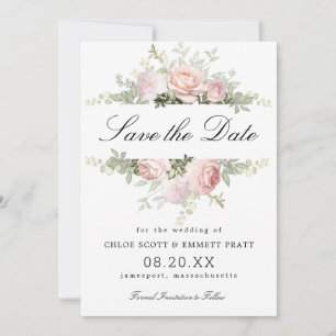 Pink and White Floral Wedding Save The Date