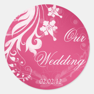 Pink and White Floral Wedding Stickers