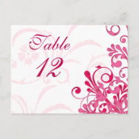 Pink and White Floral Wedding Table Cards