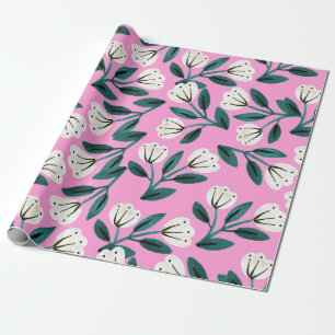 Pink and White Floral Wrapping Paper