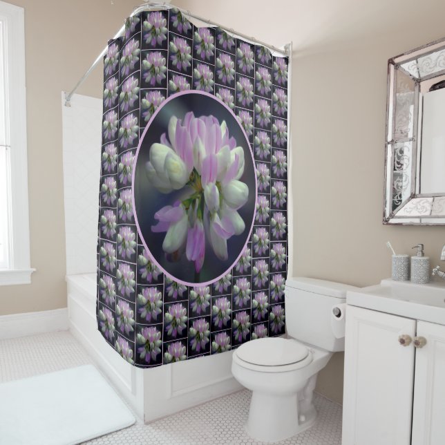 Pink And White Flower Close Up Pattern   Shower Curtain (In Situ)