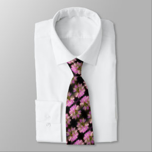 Pink And White Flower Close Up Pattern      Tie