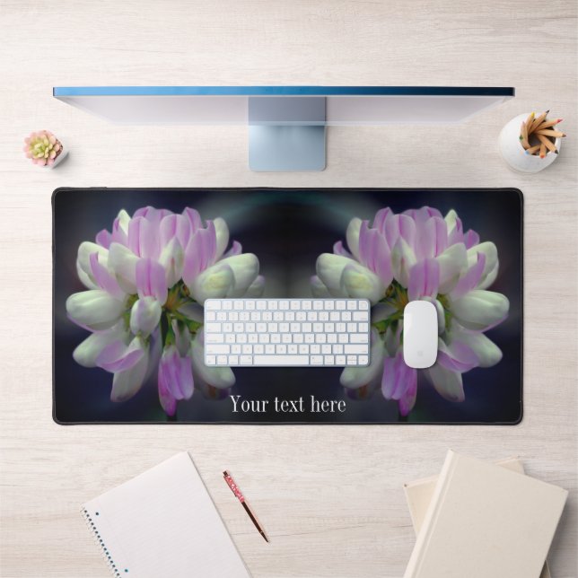 Pink And White Flower Close Up Personalised Desk Mat (Office 1)