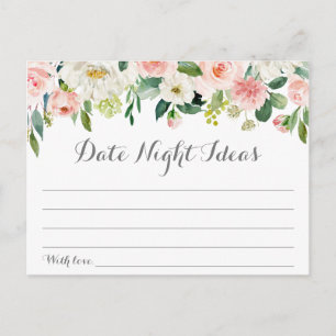 Pink and White Flower Date Night Ideas Cards