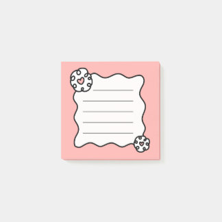 pink and white flower heart, wavy sticky notes