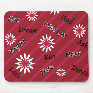 Pink and white flower motivational mousepad