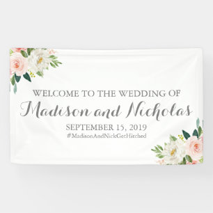 Pink and White Flower Wedding Banner Decoration