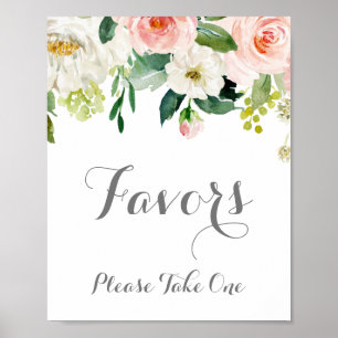 Pink and White Flower Wedding Favours Sign