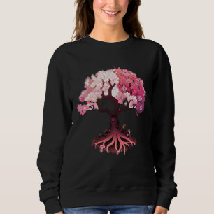 pink and white flowers cherry blossom tree of life sweatshirt