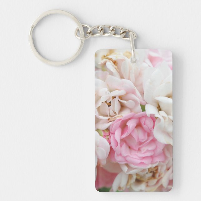 Pink and White Flowers Key Ring (Front)