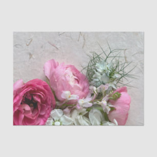 Pink and white flowers on texture tissue paper