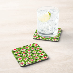 Pink and White Flowers Pattern Coaster