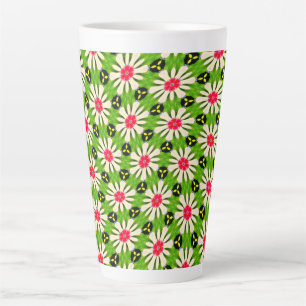 Pink and White Flowers Pattern Latte Mug