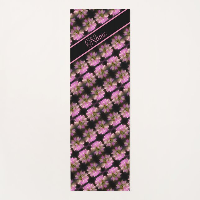 Pink And White Flowers Personalised  Yoga Mat (Front)
