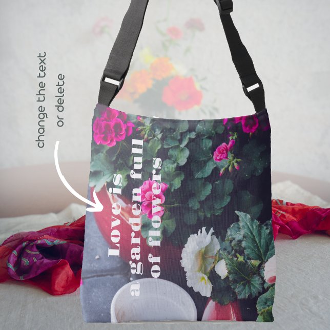 Pink and white garden geranium flowers crossbody bag (Creator Uploaded)
