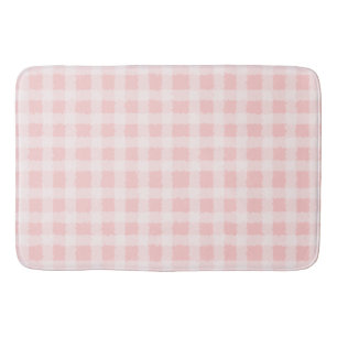 Pink and White Gingham Bath Mat