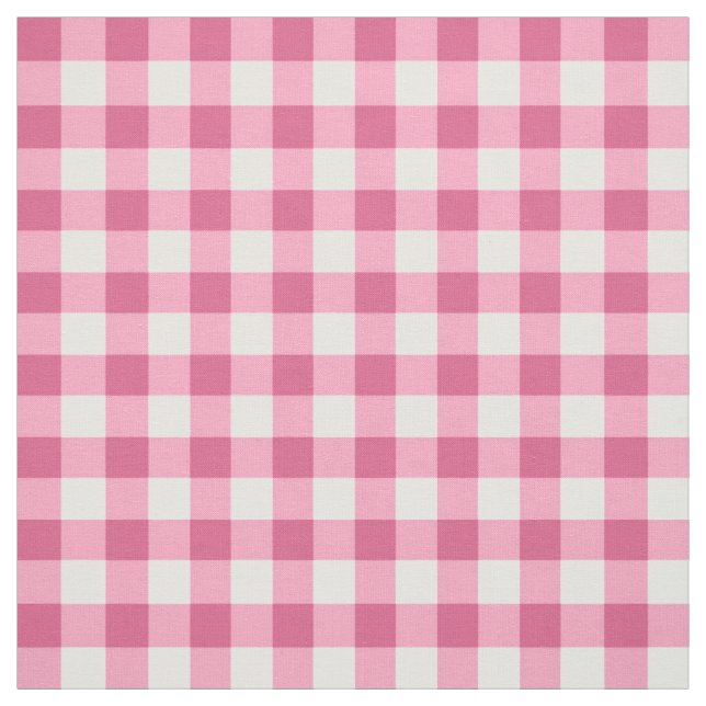 Pink And White Gingham Check Pattern Fabric (Swatch)