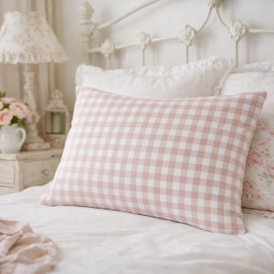 Pink and White Gingham Check Pattern Pillowcase