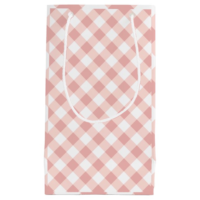 Pink and White Gingham Checks Gift Bag (Front)
