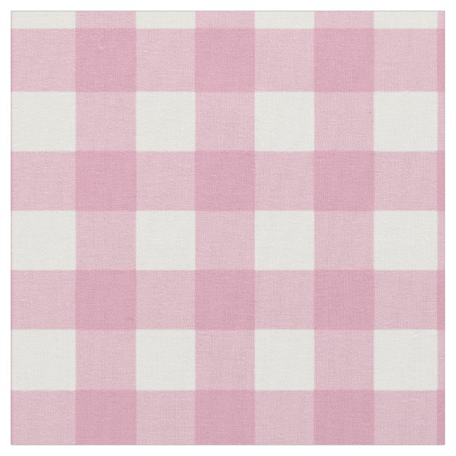 Pink and White Gingham Fabric (Close Up)