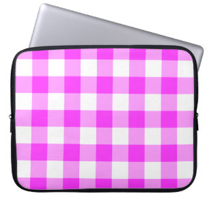 Pink and White Gingham Pattern Laptop Sleeve