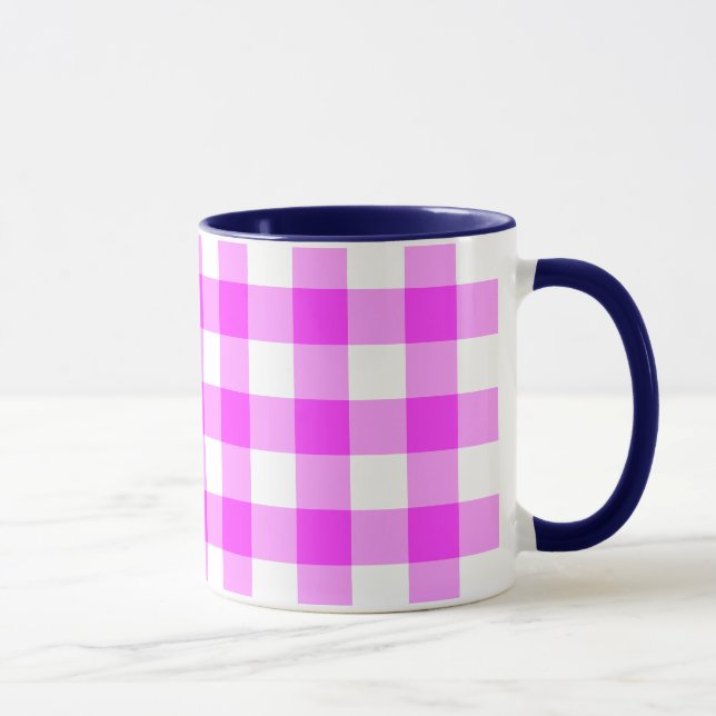 Pink and White Gingham Pattern Mug (Right)