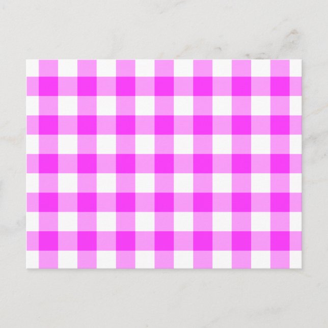 Pink and White Gingham Pattern Postcard (Front)