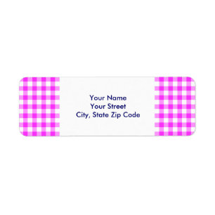 Pink and White Gingham Pattern return address Label