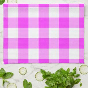Pink and White Gingham Pattern Tea Towel