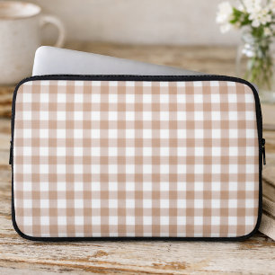 Pink and White Gingham Plaid Country Pattern Laptop Sleeve