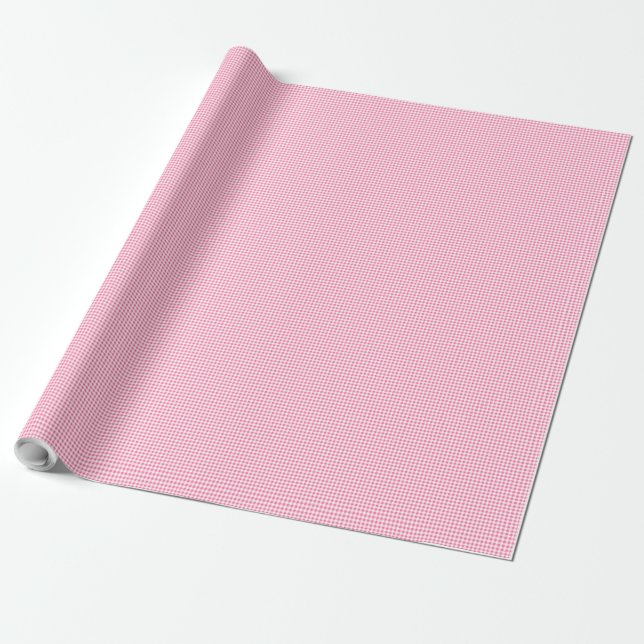 Pink and White Gingham Wrapping Paper (Unrolled)