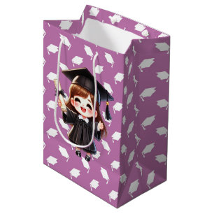 Pink And White Graduation Girl Medium Gift Bag